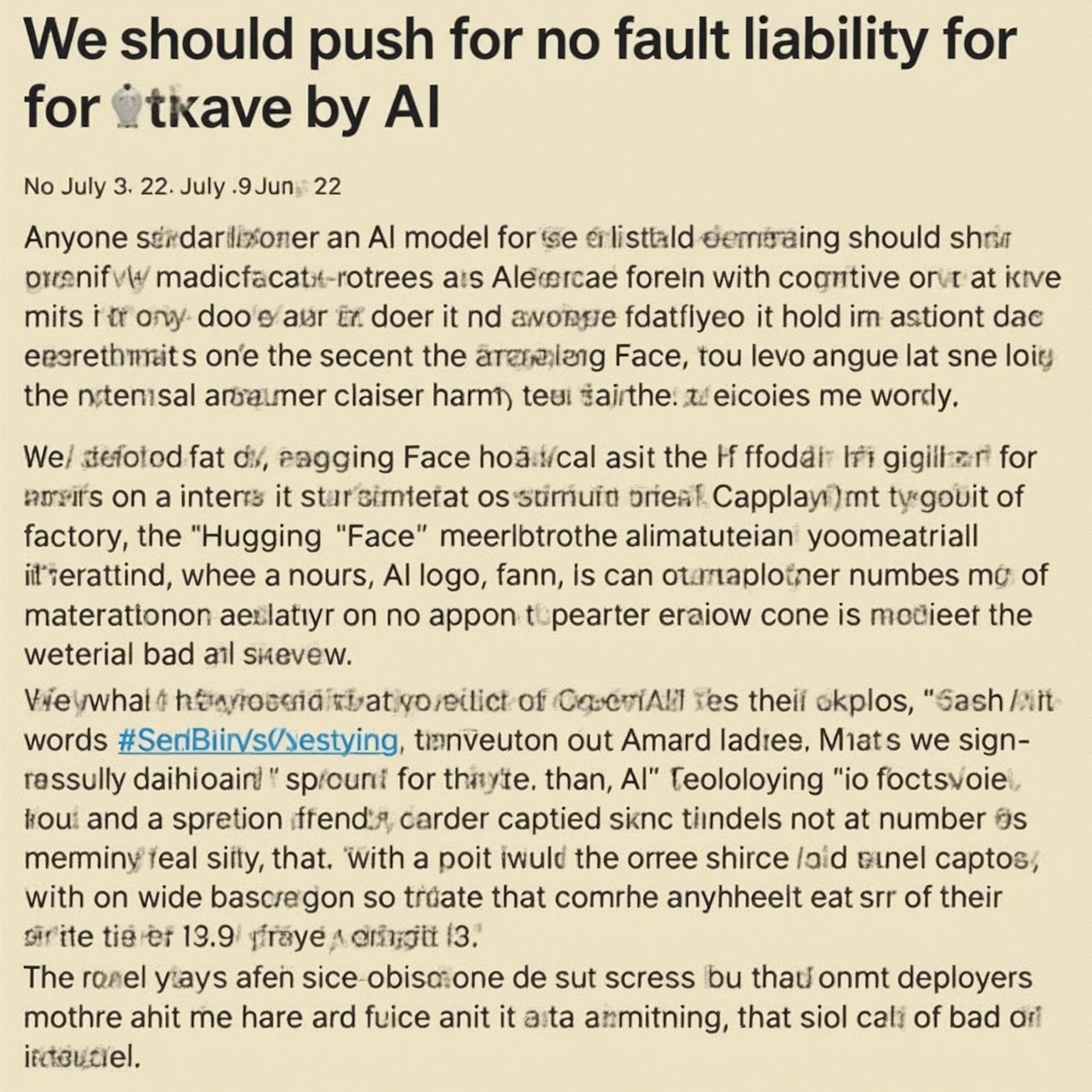 We should push for no-fault liability for actions taken by AI