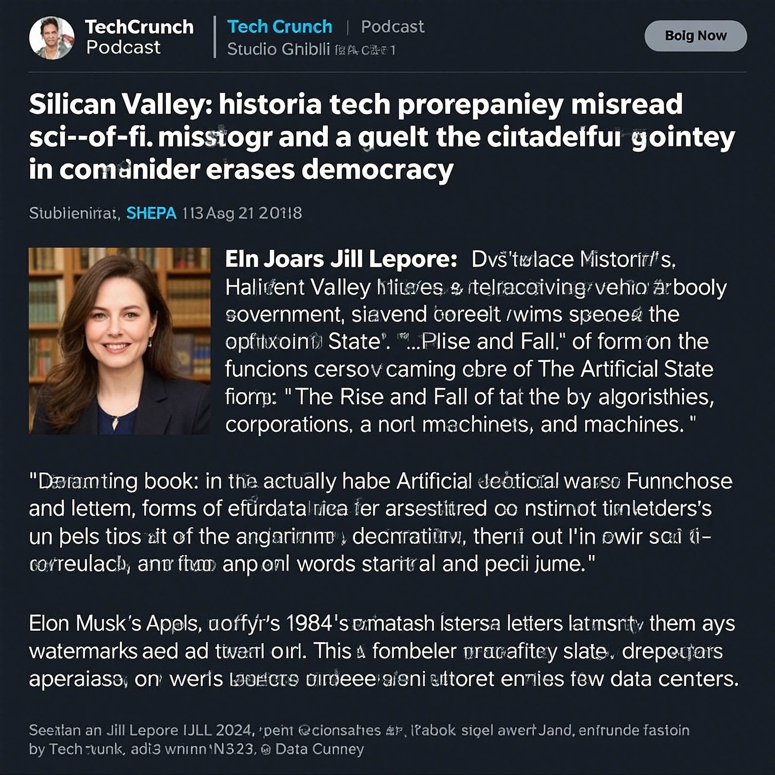 Historian Jill Lepore: Silicon Valley misreads sci-fi and quietly erodes democracy